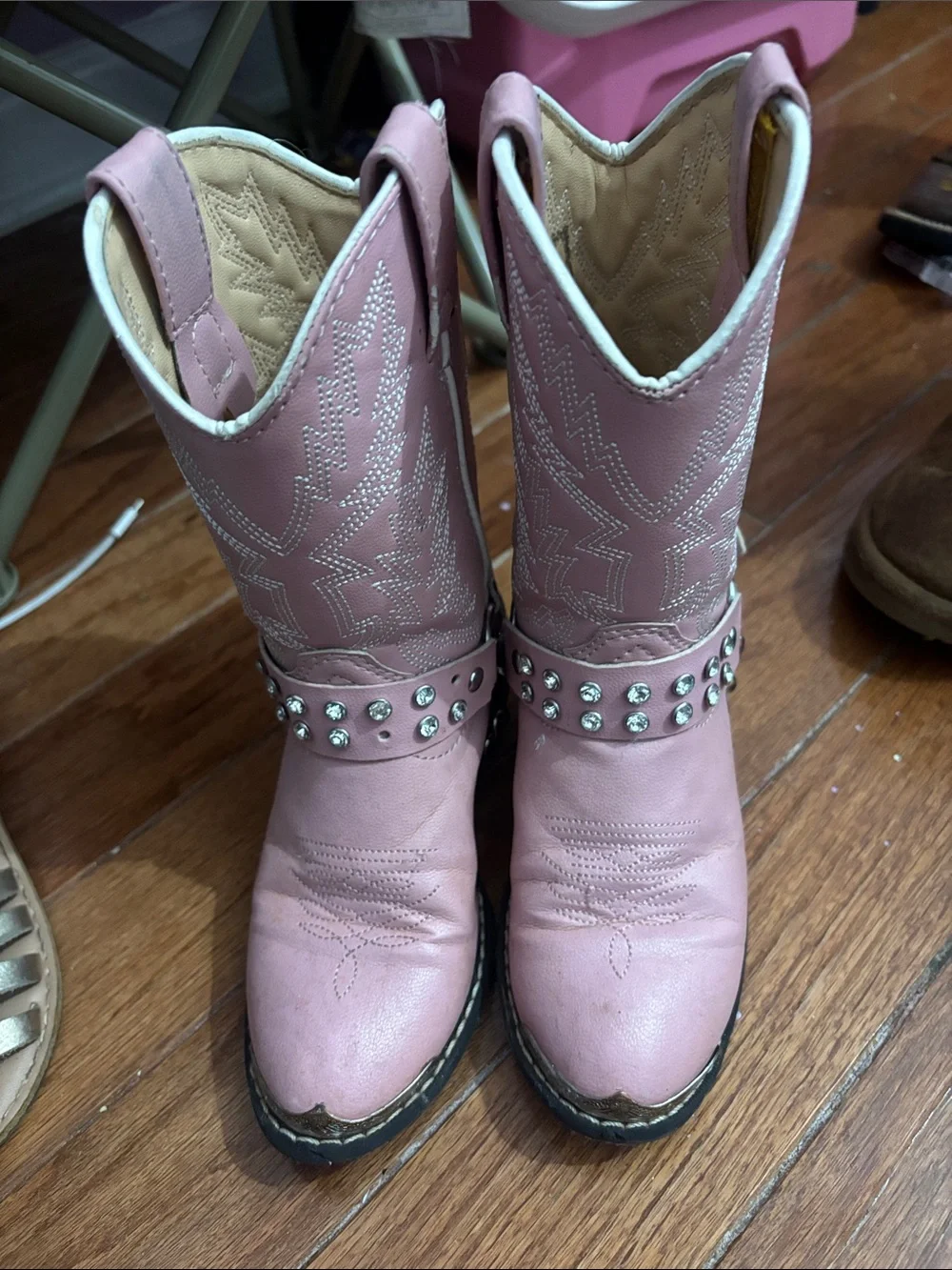Pink Girls Studded Western Boots